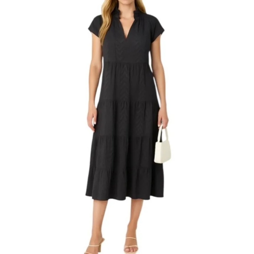 Crosby by‎ Mollie Burch Black Tiered Midi Dress
